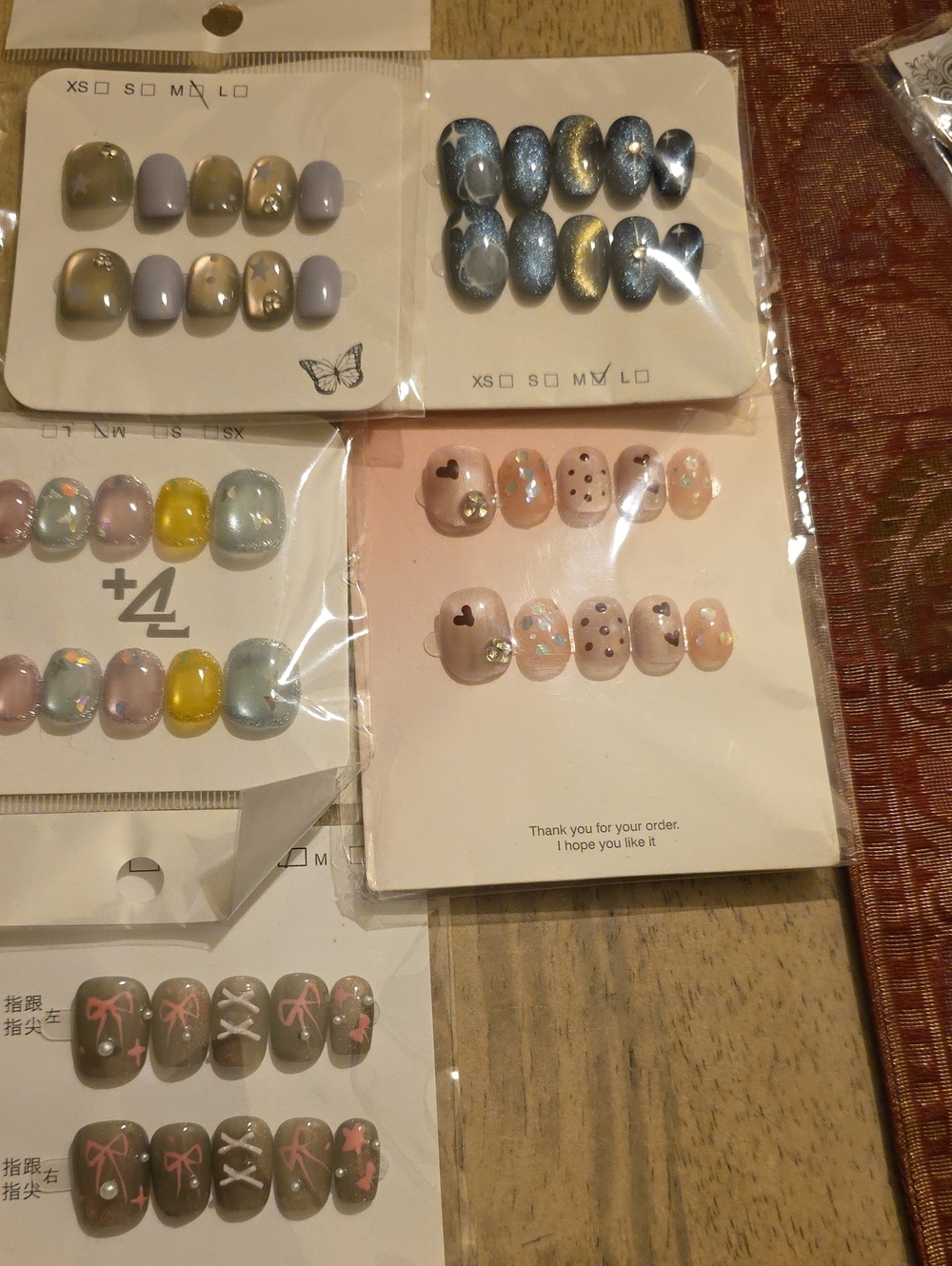 Press-On Nail Set - Assorted Pink, Gray, Blue, Yellow Designs